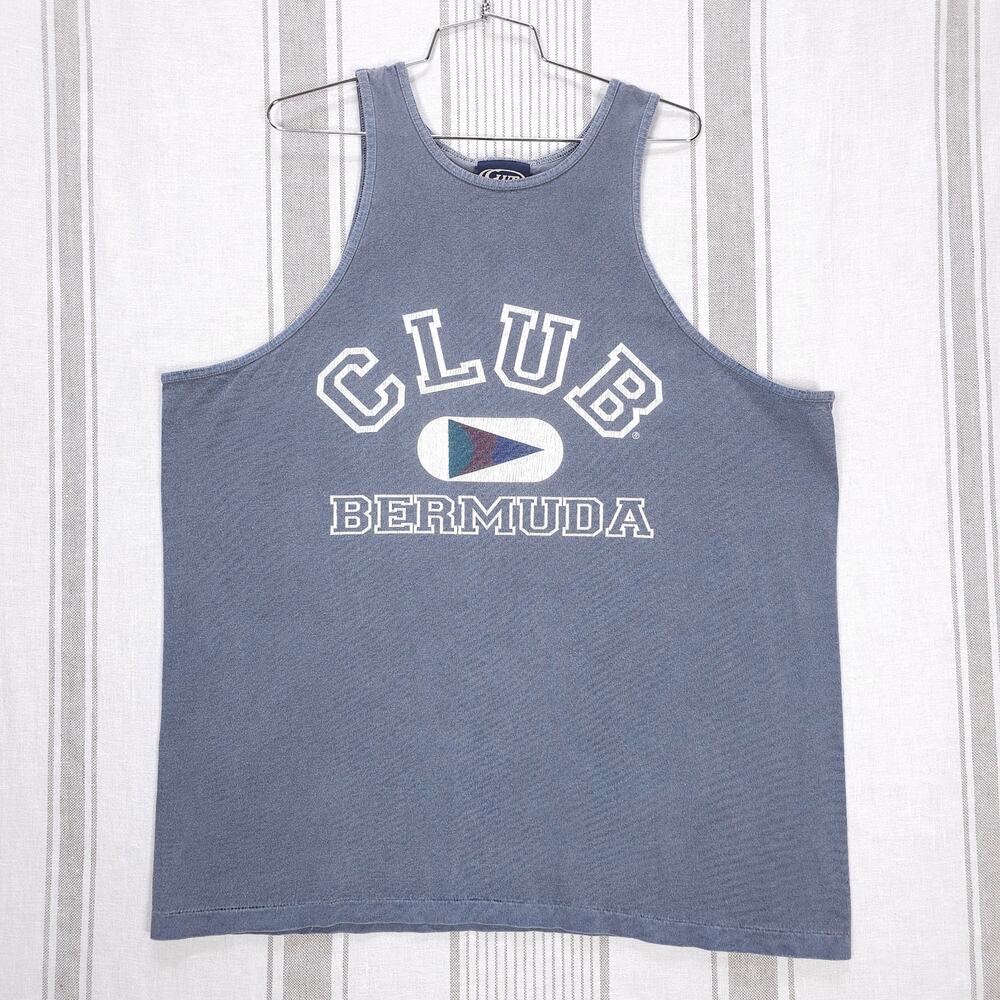 VTG 90s‎ Tank Top Shirt Single Stitch Hem XL Bermuda Vacation Beach Summer